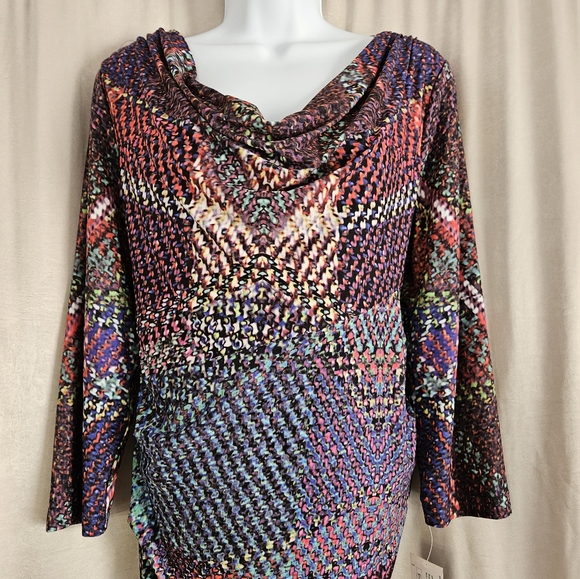 NWT Muse purple blue red green pink multiprint sheath dress Womens 12 - Picture 5 of 9